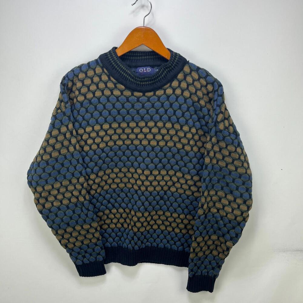 Vintage 90s Old Glory Trippy Knit Sweater Made in USA Medium